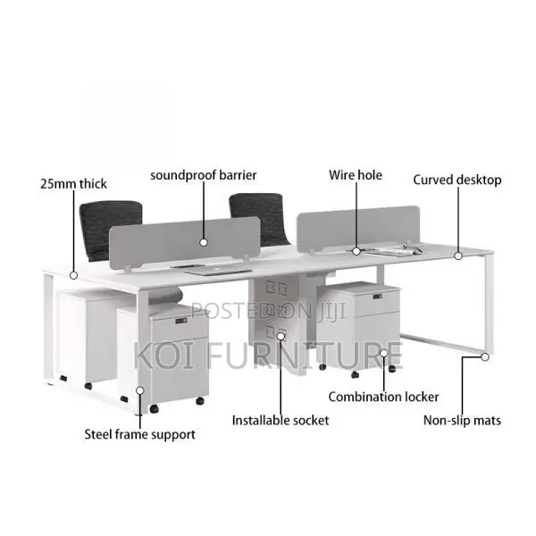 Office Desk; 4 Users Open Plan Office Workstation
