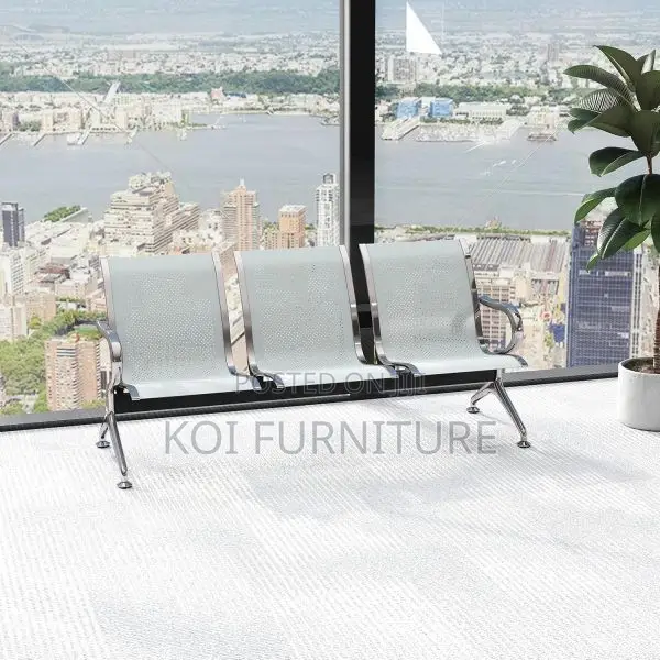 Office Benches; 3-Link Non-Padded Office Waiting Bench