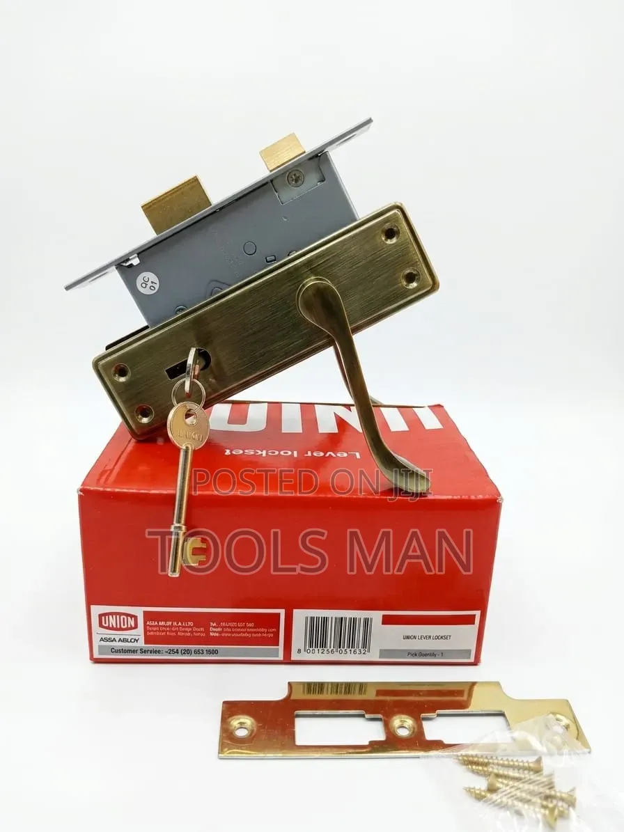 Union 2 Lever Mortice Door Lockset - Antique Brass Finish.