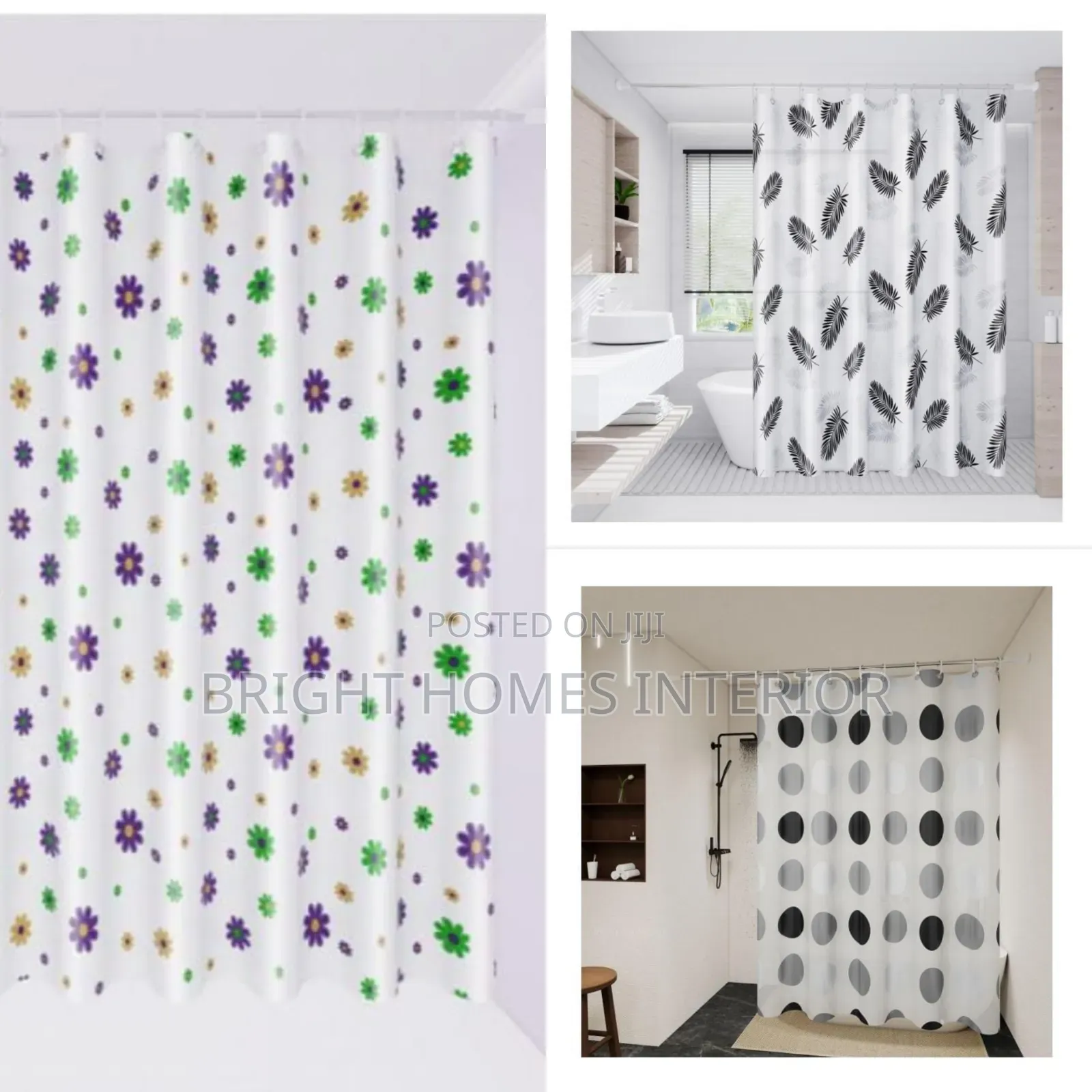 Beautiful Floral Shower Curtain PVC Material