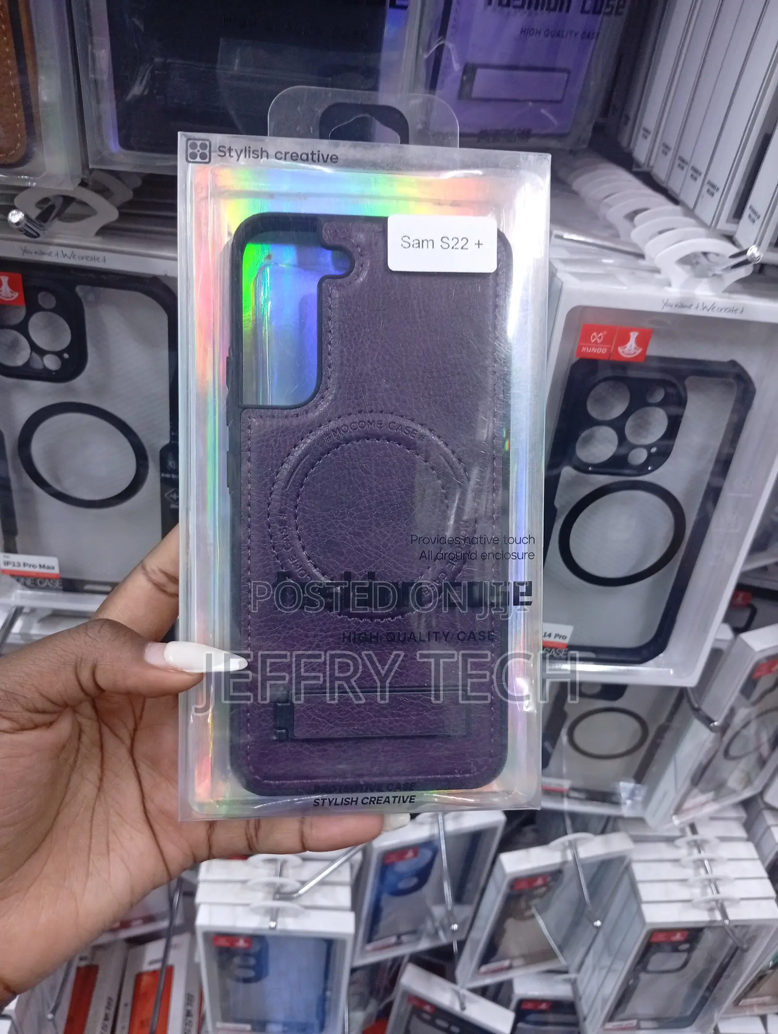 Samsung Galaxy S22+ Purple Leather Magnetic Phone Case
