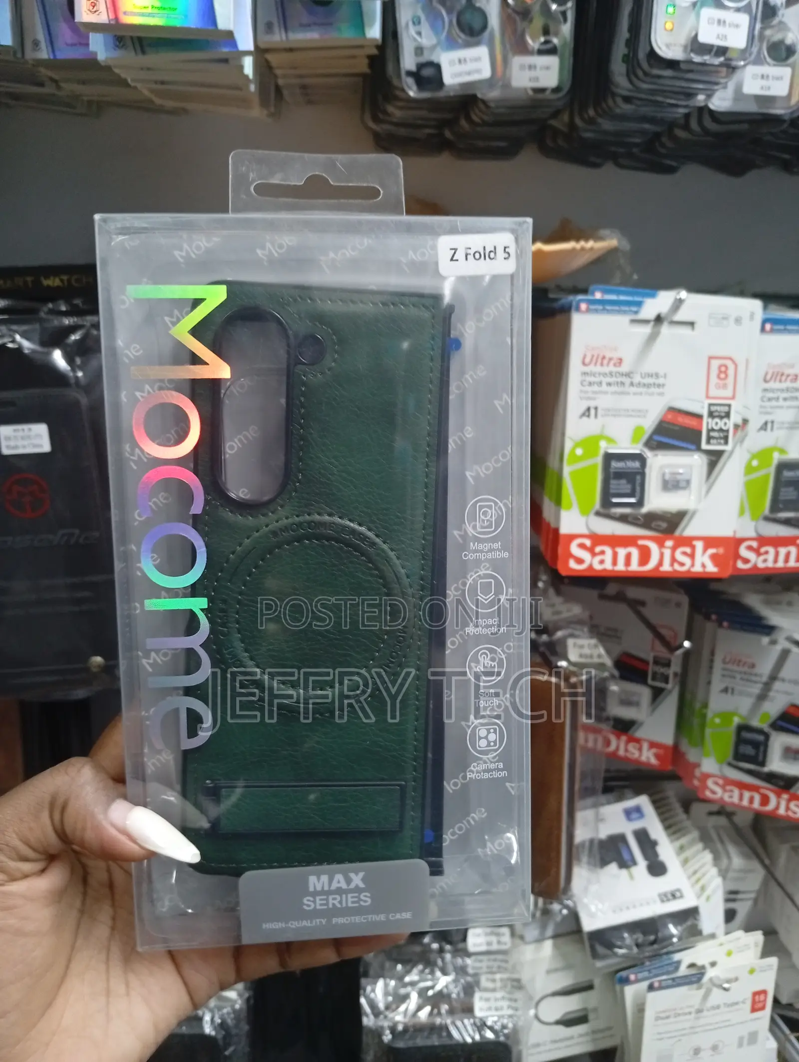 Green Max Series Leather Phone Case for the Samsung Galaxy Z Fold 5.