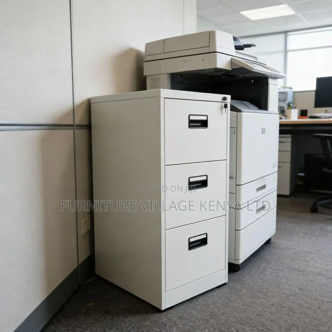 3-Drawer White Metallic Locker File Cabinet