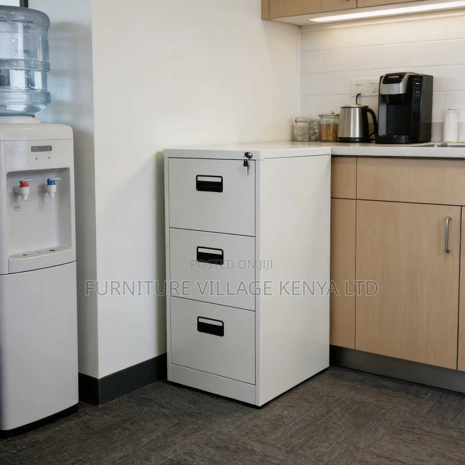 3-Drawer White Metallic Locker File Cabinet