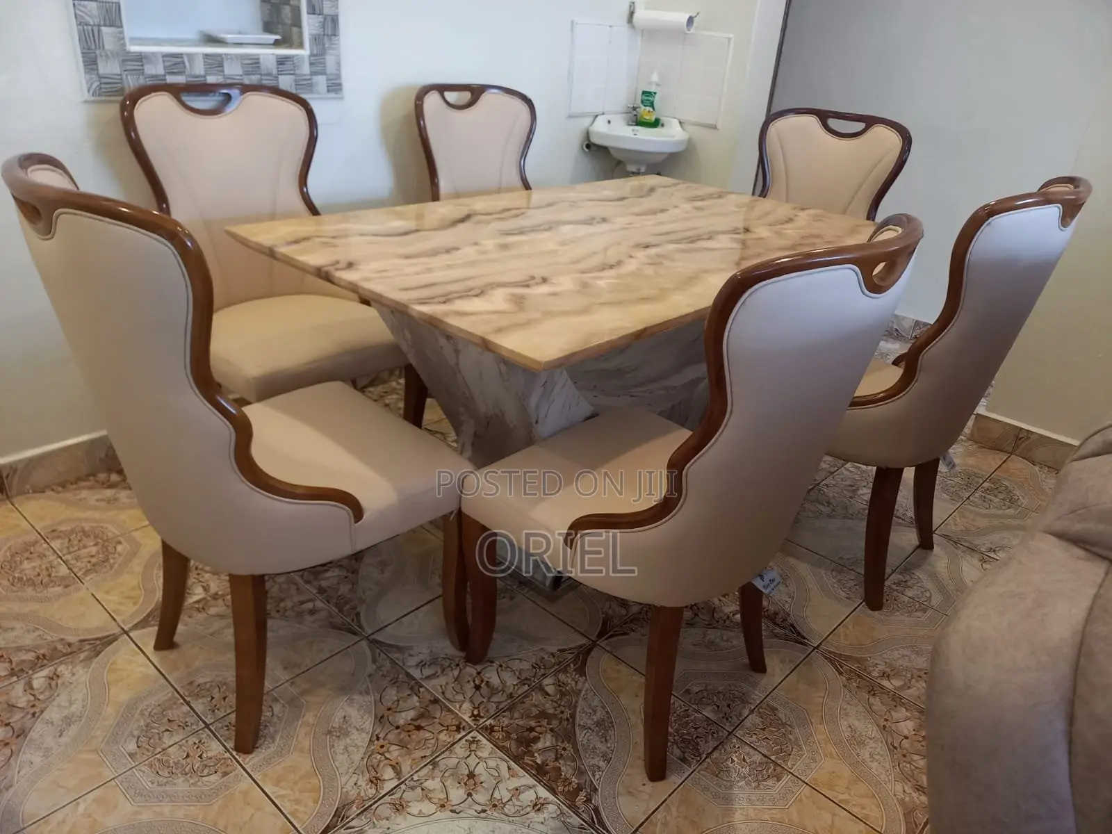 Dining Tables : Black White Marble Dining Table