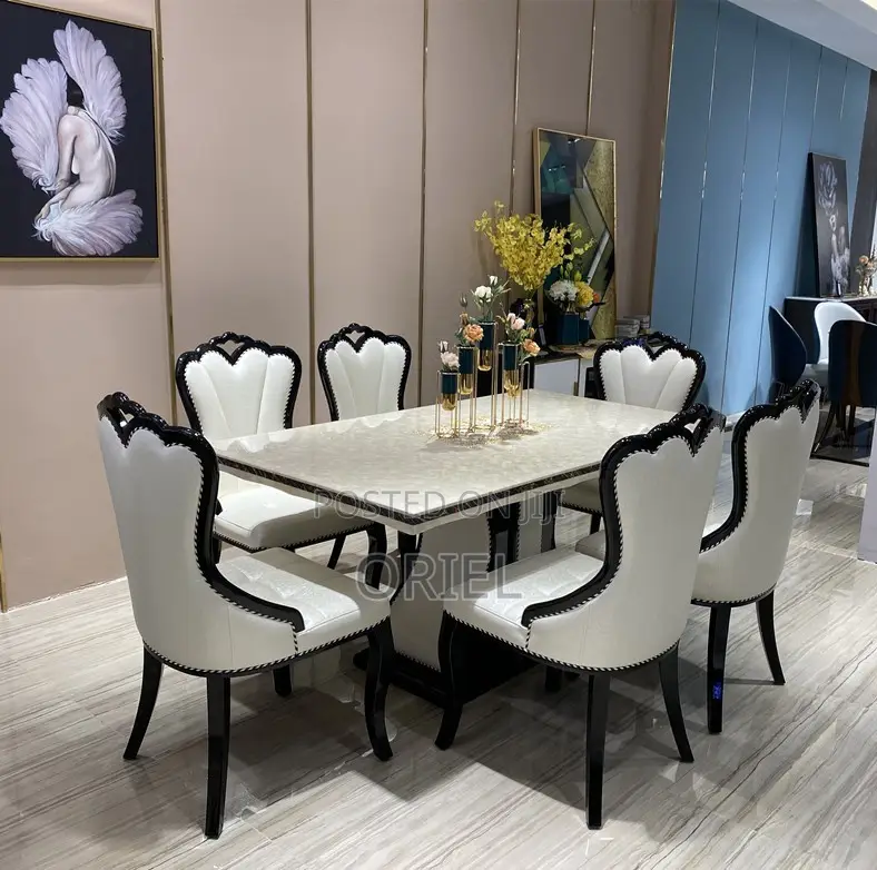 Dining Tables : Black White Marble Dining Table