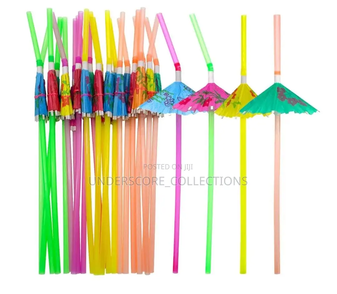 Cocktail Drink Straws With Umbrella (50pcs Packet)
