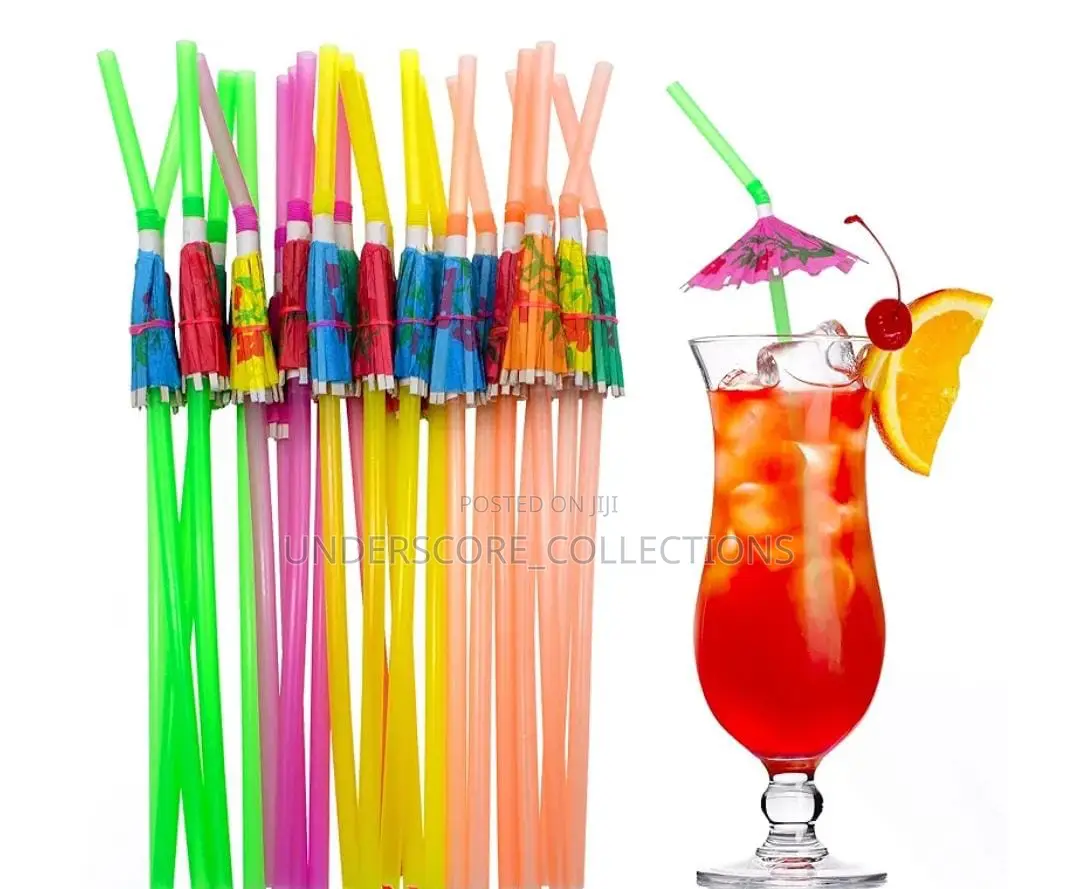 Cocktail Drink Straws With Umbrella (50pcs Packet)