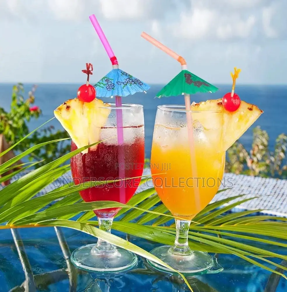 Cocktail Drink Straws With Umbrella (50pcs Packet)