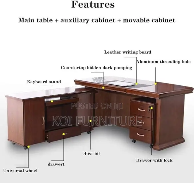 Office Desk; 1.4 Meters Mahogany Executive Office Desk