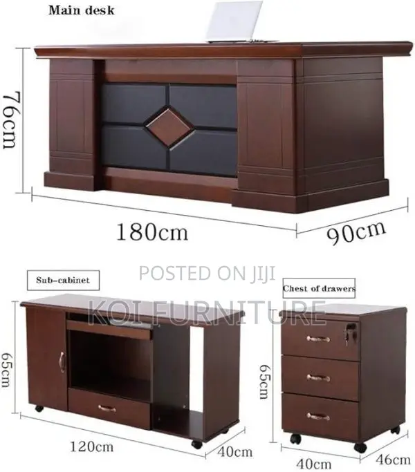Office Desk; 1.4 Meters Mahogany Executive Office Desk