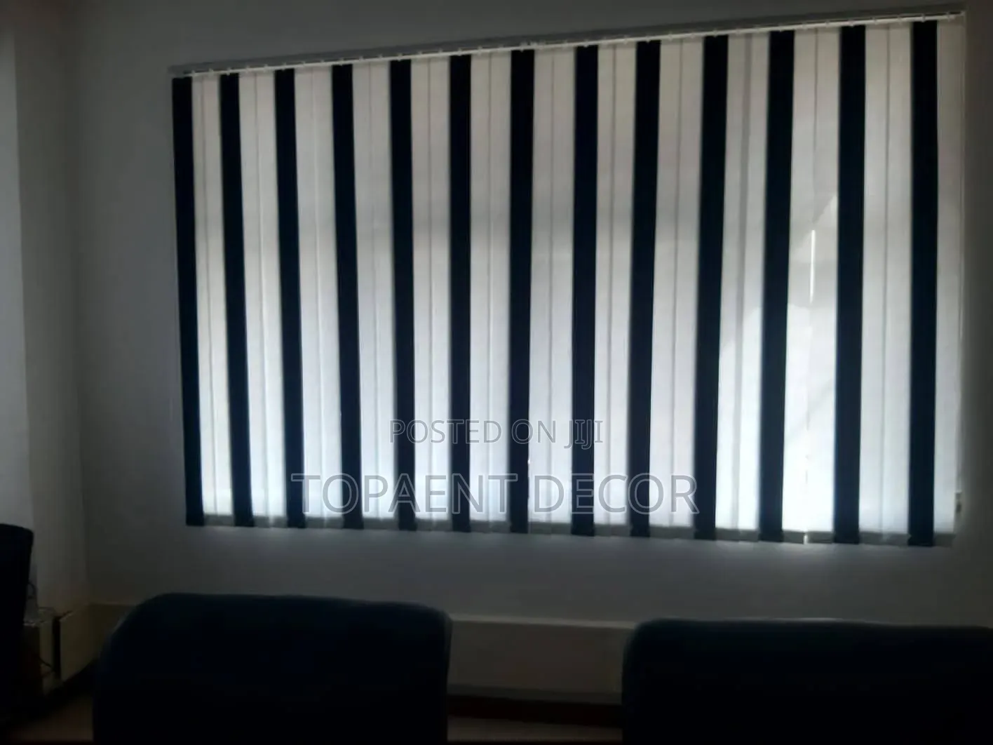 Blue and White Wipeable, Easy to Adjust Vertical Office Window Blinds