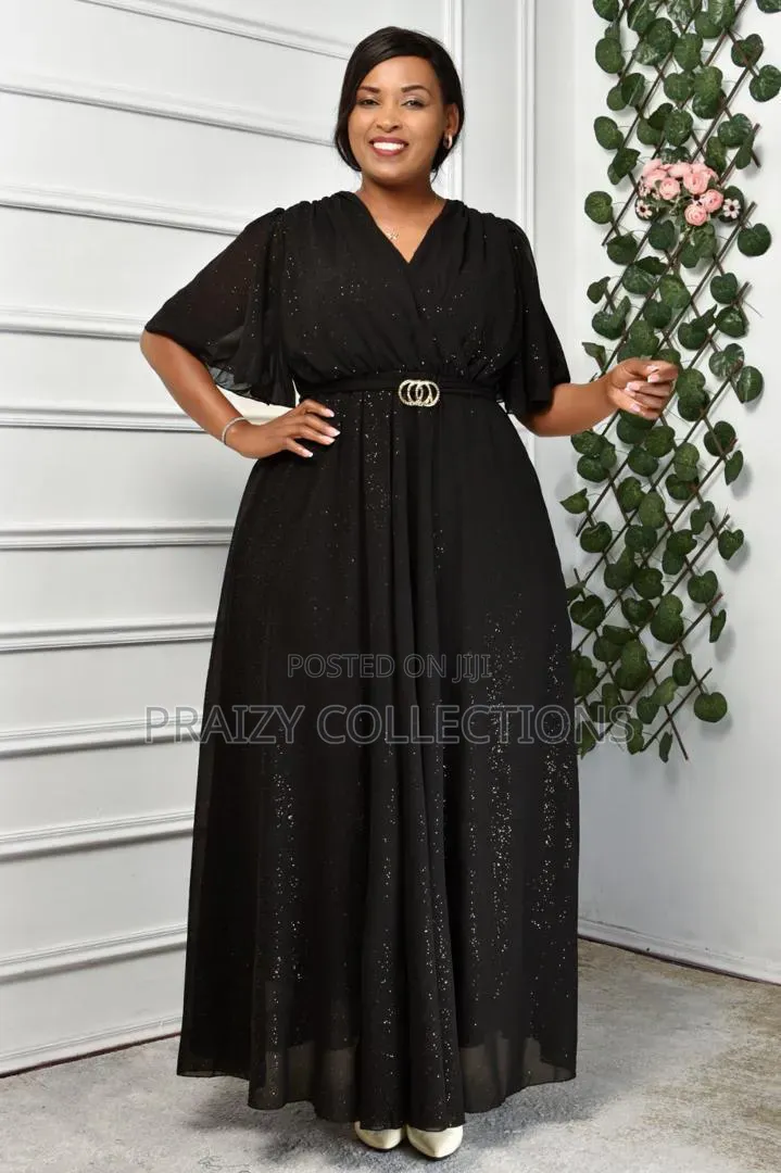 Breast Feeding Friendly Heavy Chiffon Maxi Dress With Glitters