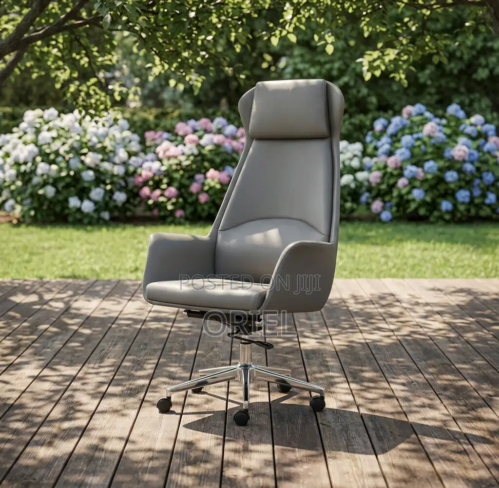Office Chair : Executive Grey Ergonomic Office Leather Chair