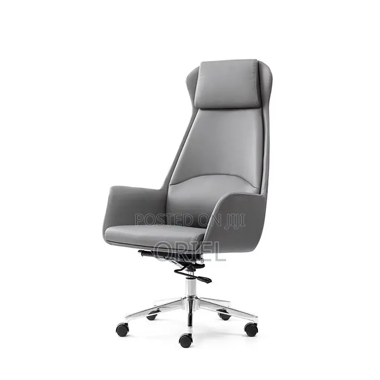 Office Chair : Executive Grey Ergonomic Office Leather Chair