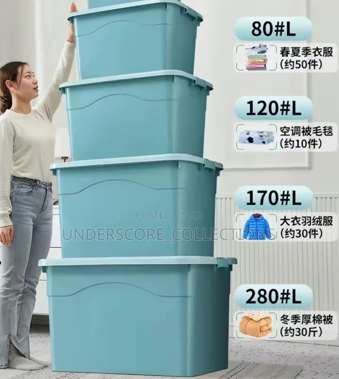 Imported Storage Containers With Wheels (Different Sizes)