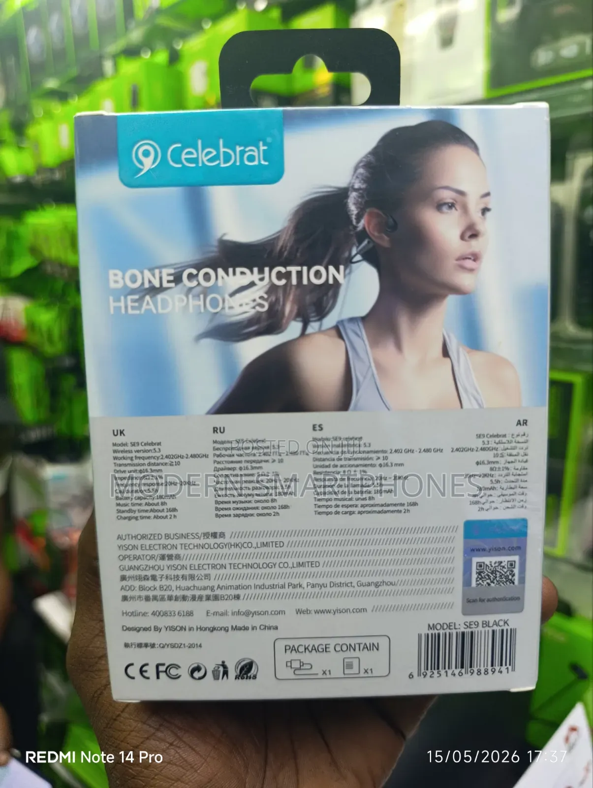 Celebrat Se9 Wireless Neckband Earphones With Bone Conduction