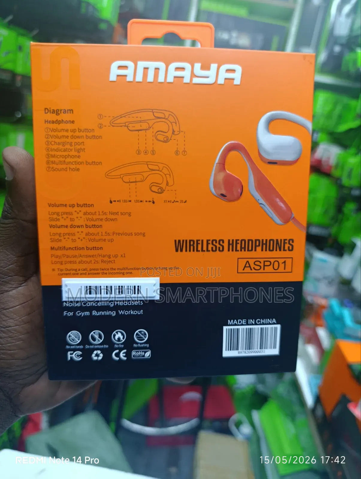 Amaya Asp01 Wireless Earphones Neckband Headphones Waterproof.