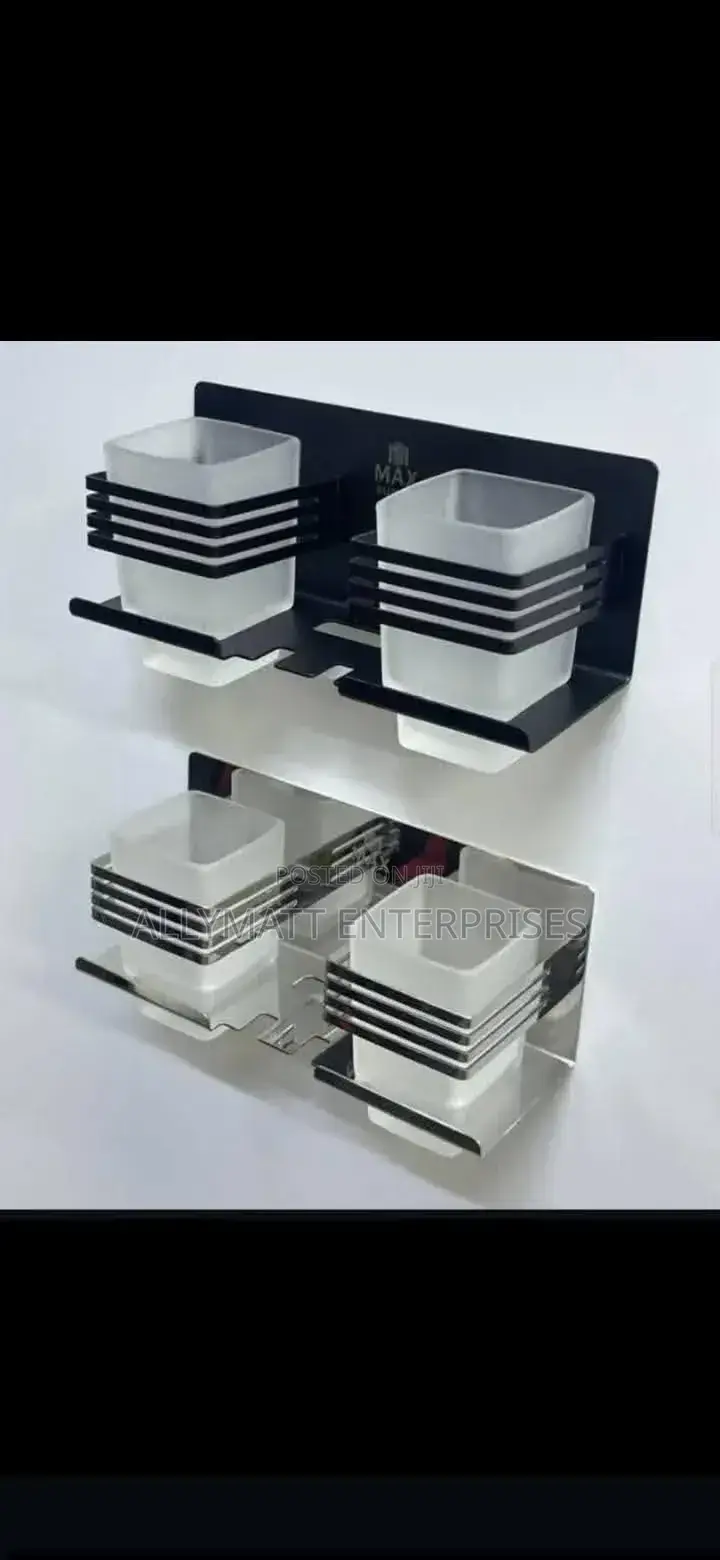 Double Silver Stainless Toothbrush Holder