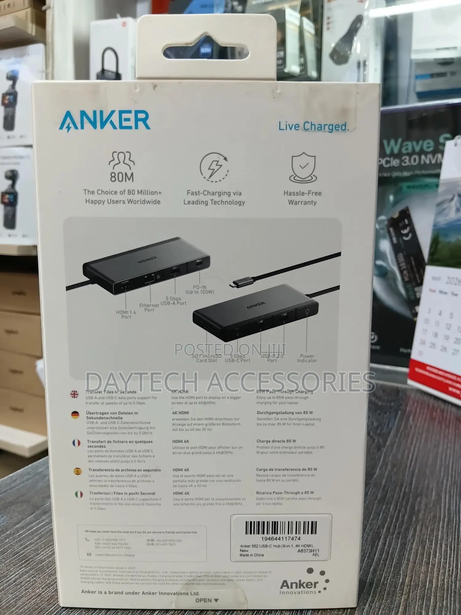 Anker 552 Usb-C Hub (9-in-1, Hdmi) Black A8373h11
