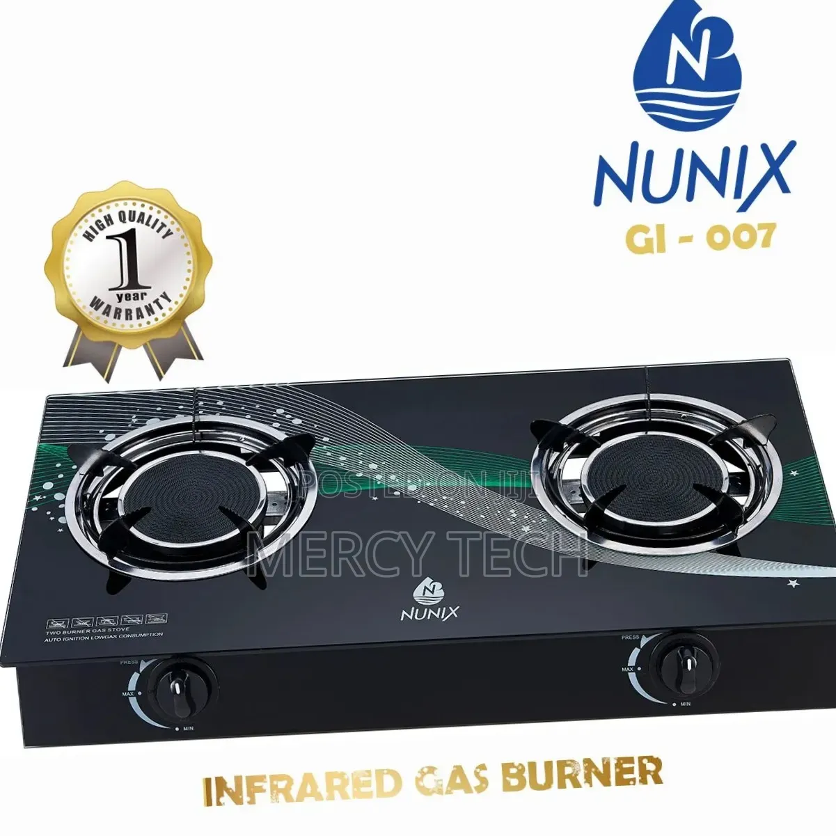Nunix 2-Burner Infrared Gas Cooker