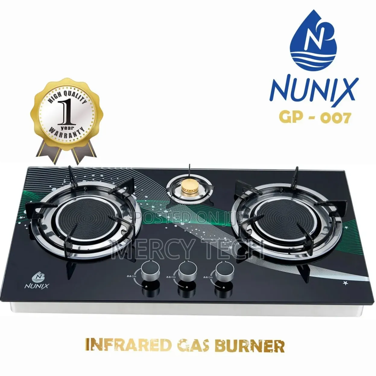 Nunix 3-Burner Infrared Gas Cooker