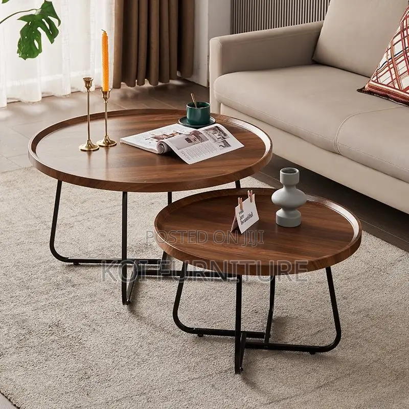 Coffee Table; Round Marble Coffee Table With Metal Frame