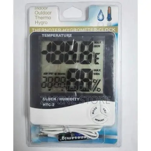 HTC-2 Digital Thermometer Hygrometer - Indoor/Outdoor LCD Display,