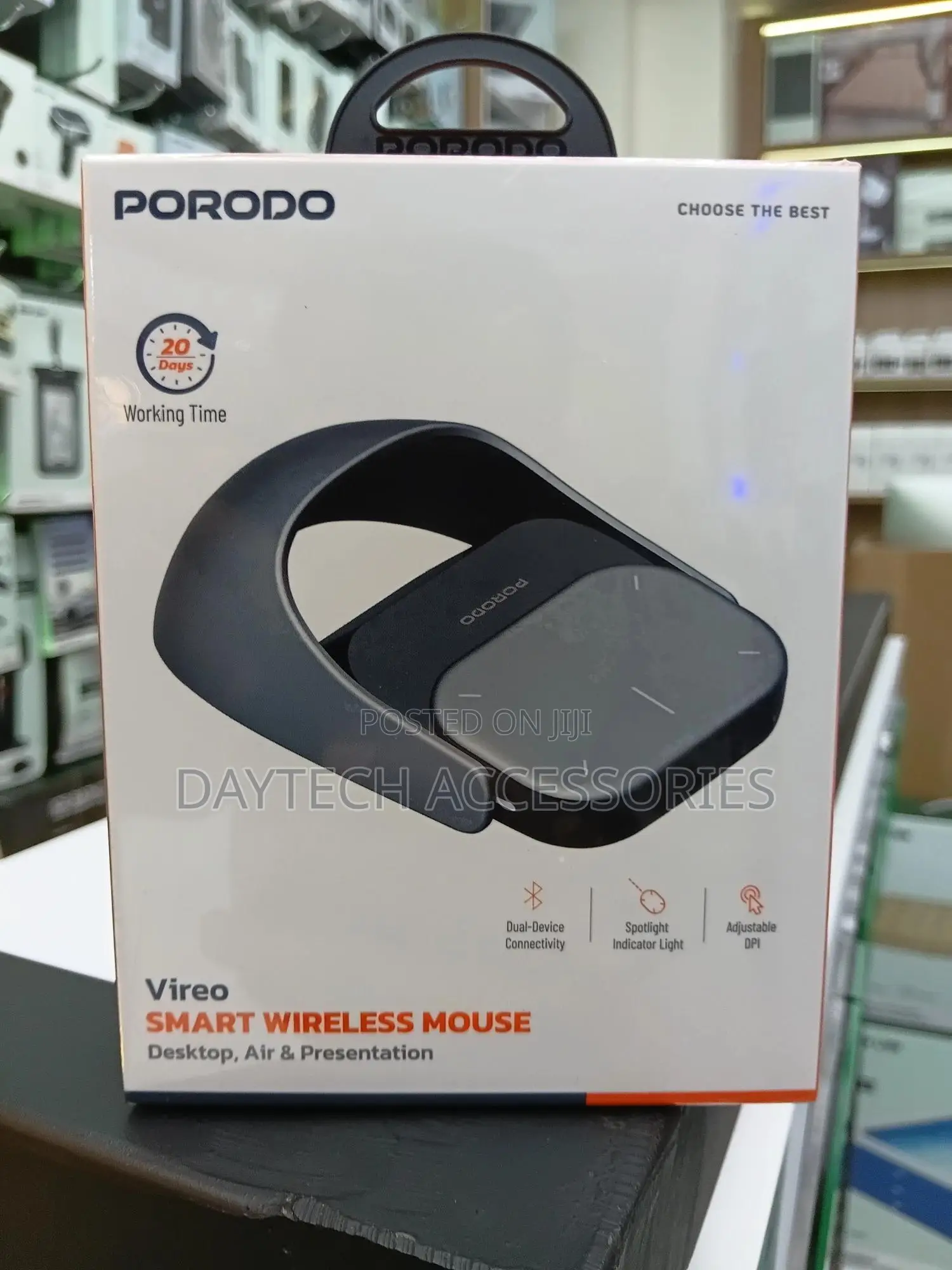 This Is a Porodo Vireo Smart Wireless Mouse in Gray.