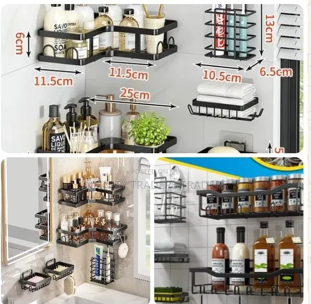 *Multipurpose 5pcs Set Rectangular and Corner Shower Caddy Shelf/5in1