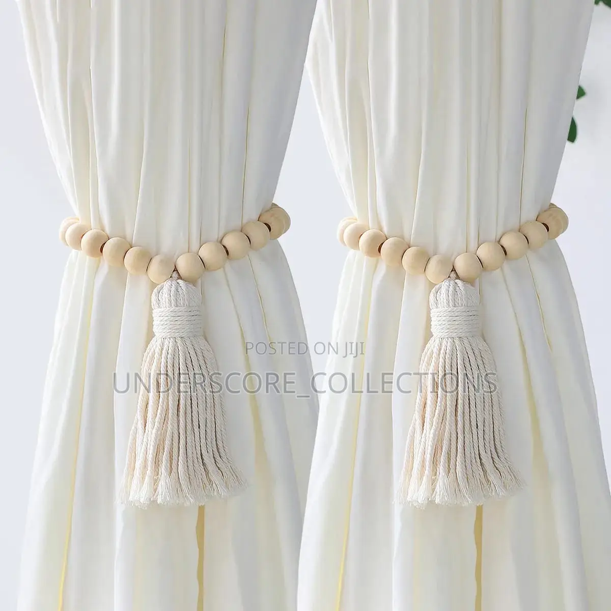 Macrame Curtain Tiebacks With Wooden Beads
