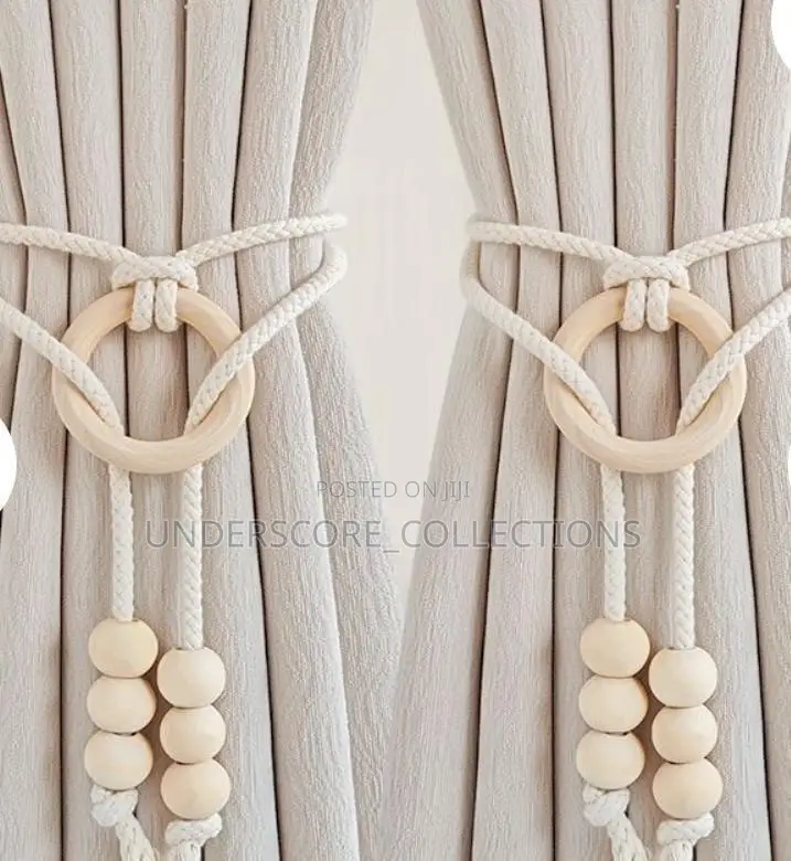 2 Piece Simple Fringe Beaded Curtain Strap (Pair)