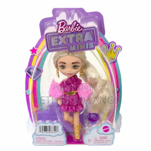 Barbie Extra Mini Doll With Moto Jacket, Accessories Doll Stand