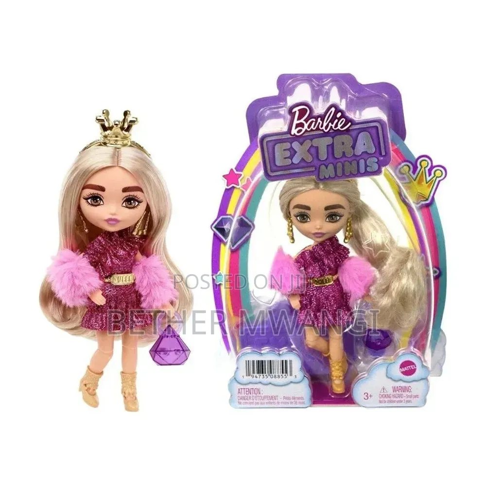 Barbie Extra Mini Doll With Moto Jacket, Accessories Doll Stand