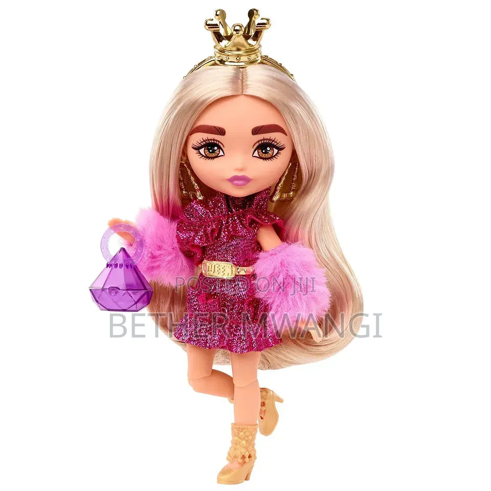 Barbie Extra Mini Doll With Moto Jacket, Accessories Doll Stand