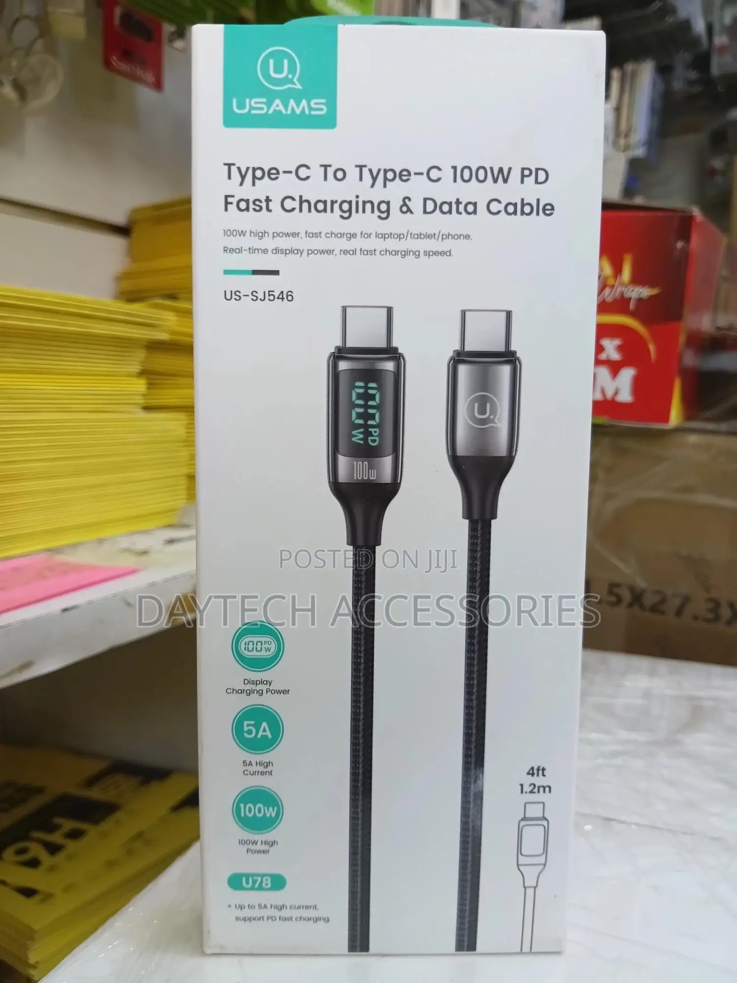 Usams 100w Pd Led Display Type C to Type C Fast Charge 1.2m