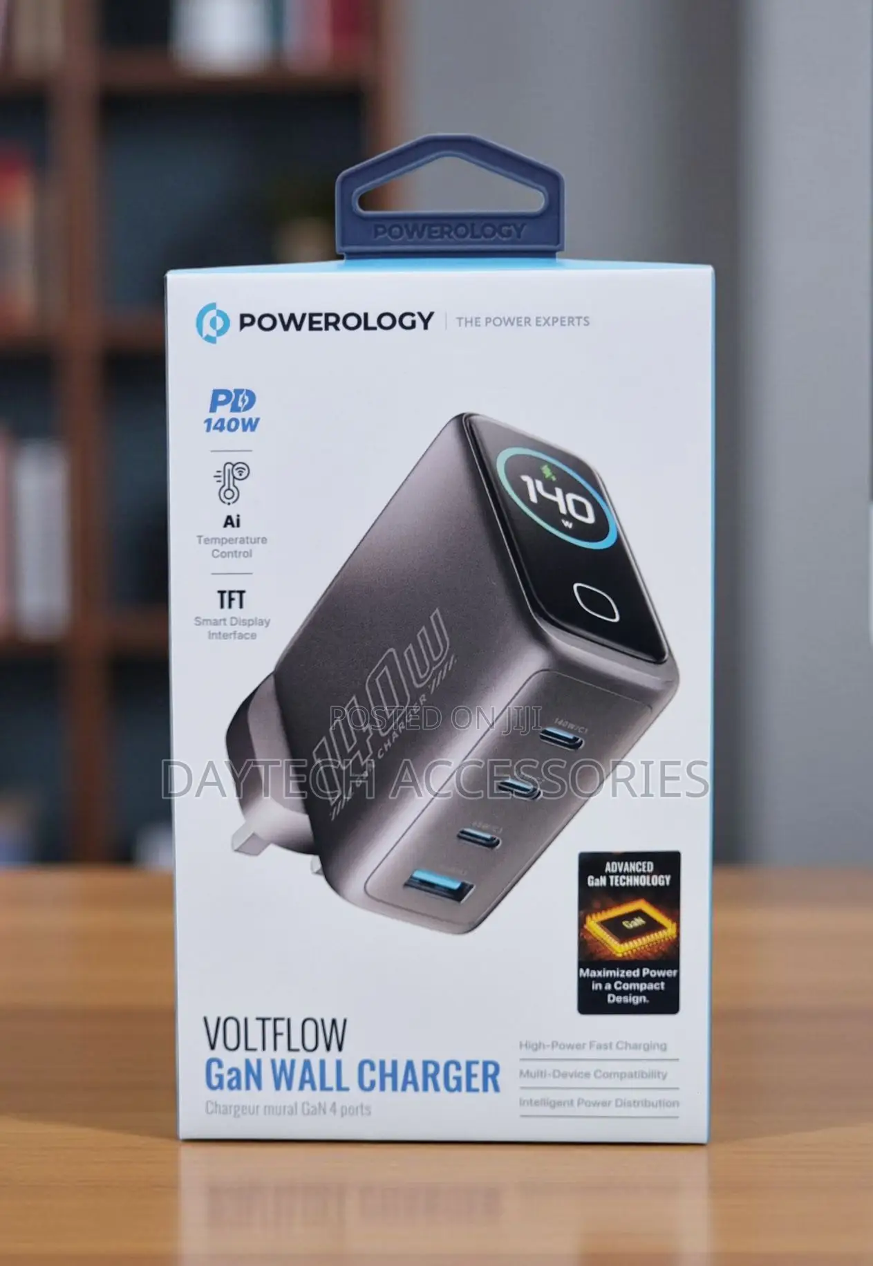 Powerology Voltflows 140w Gan Charger With Display Avs Protocol.