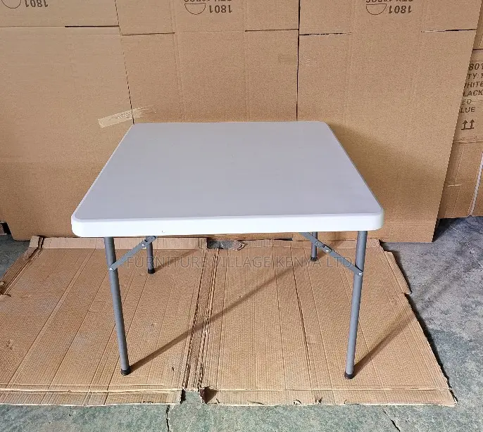 White Plastic Folding Outdoor Square Dining Table