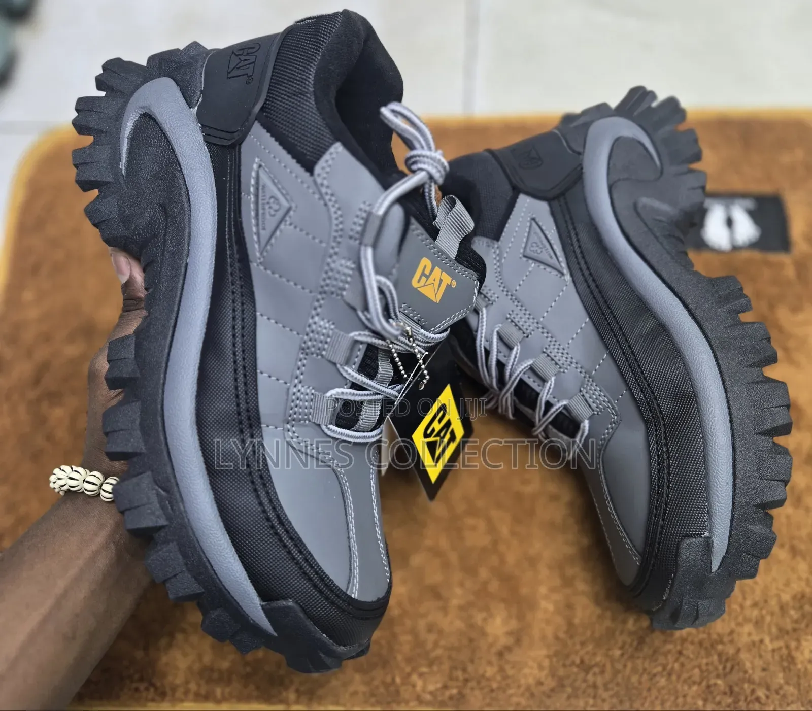Caterpillar Men Leather Boots Gray - Rugged Work Streetwear Boots