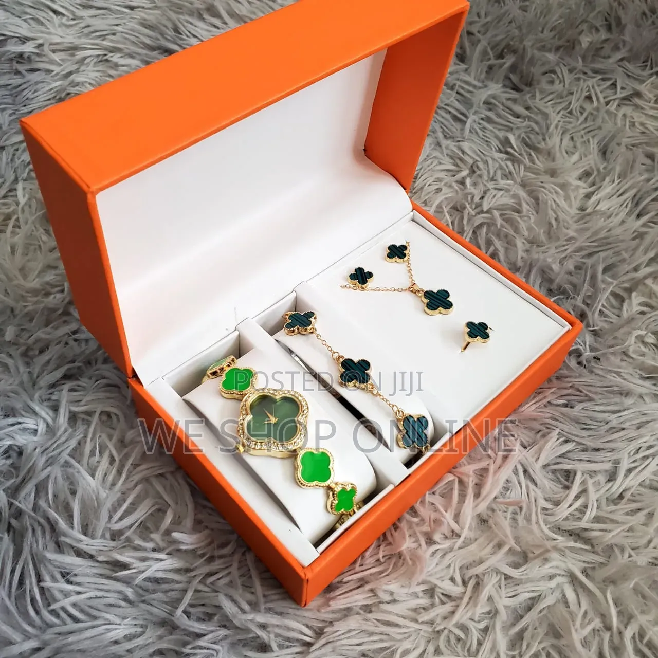 Elegant 6pc Leaf Clover Ladies Jewelry Gift Set