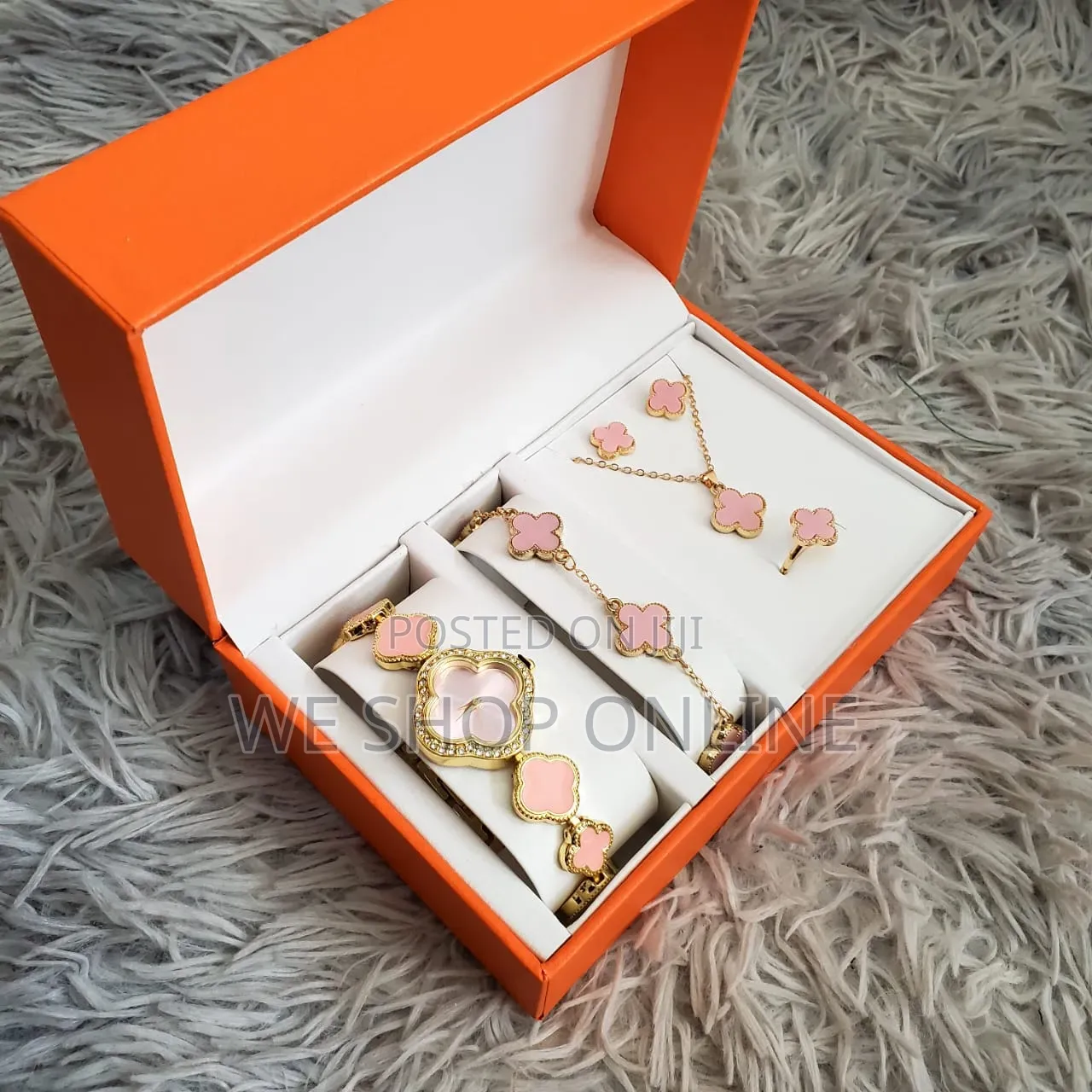 Elegant 6pc Leaf Clover Ladies Jewelry Gift Set