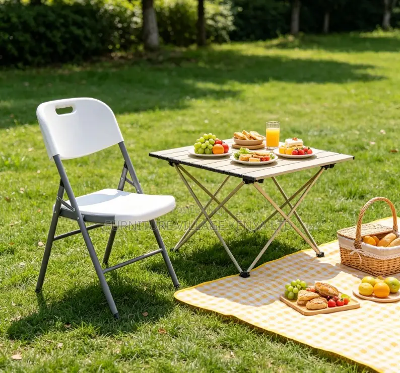 Outdoor Camping White Folding Plastic Chair