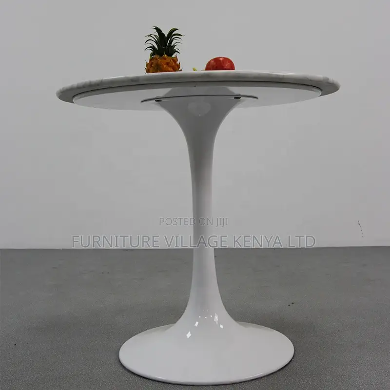Full White Marble Home Office Round Dining Table