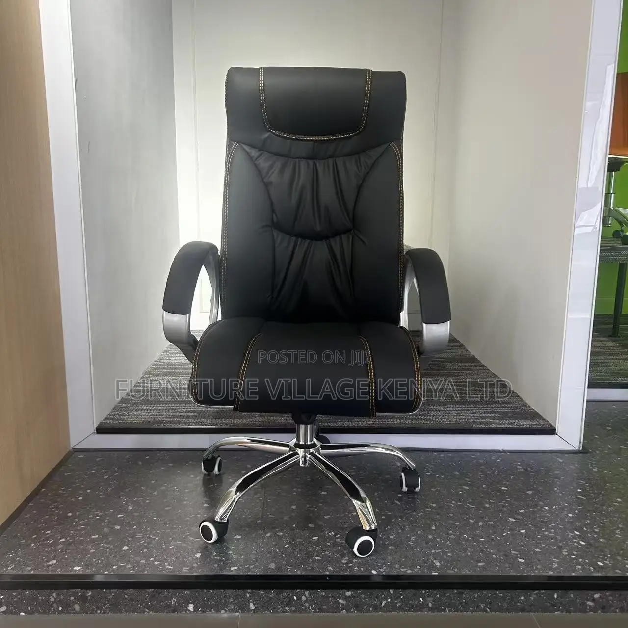 Height Adjustable Leather Cushioned Computer Chair