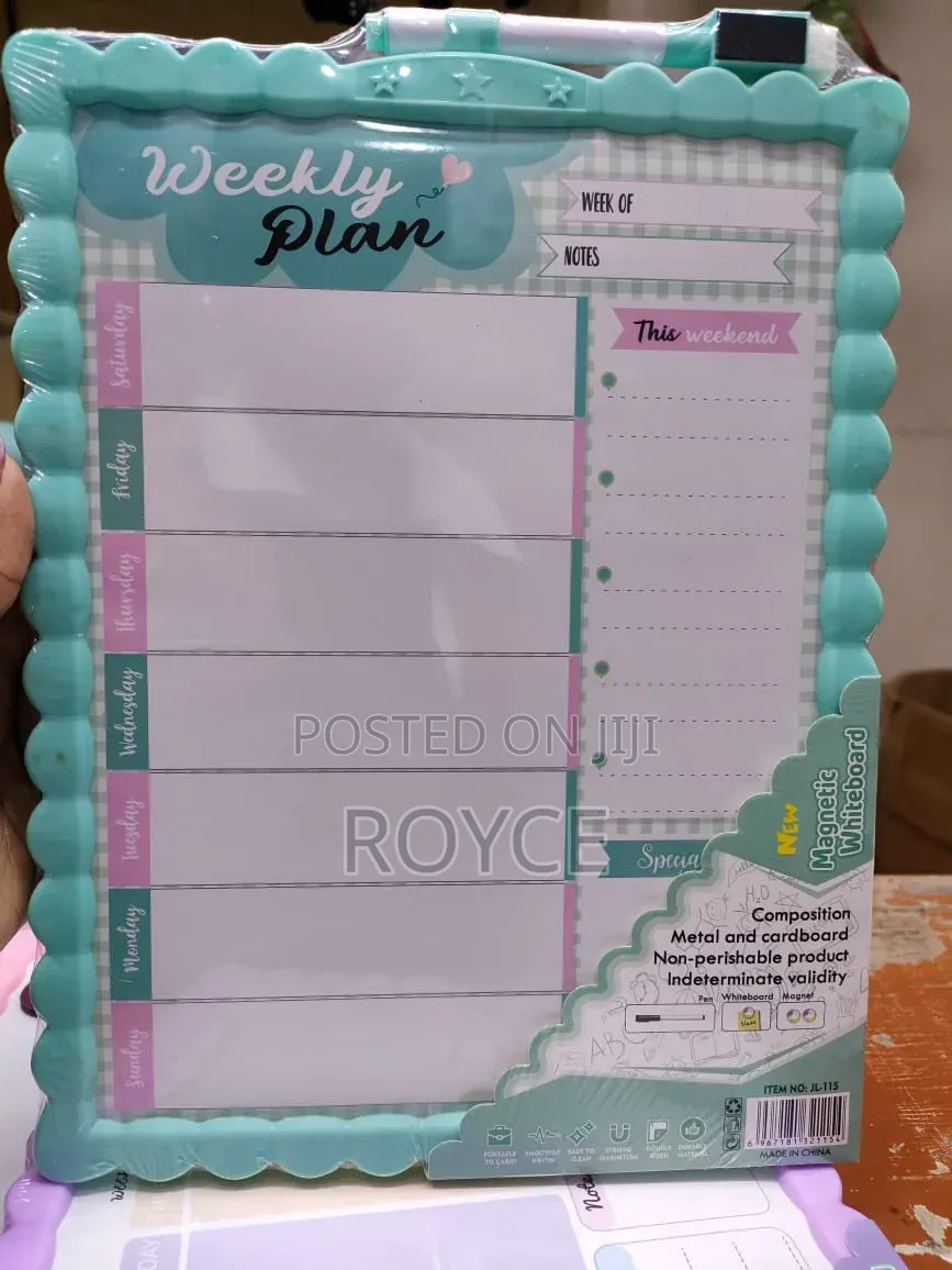 Magnetic White Board With Weekly Plan