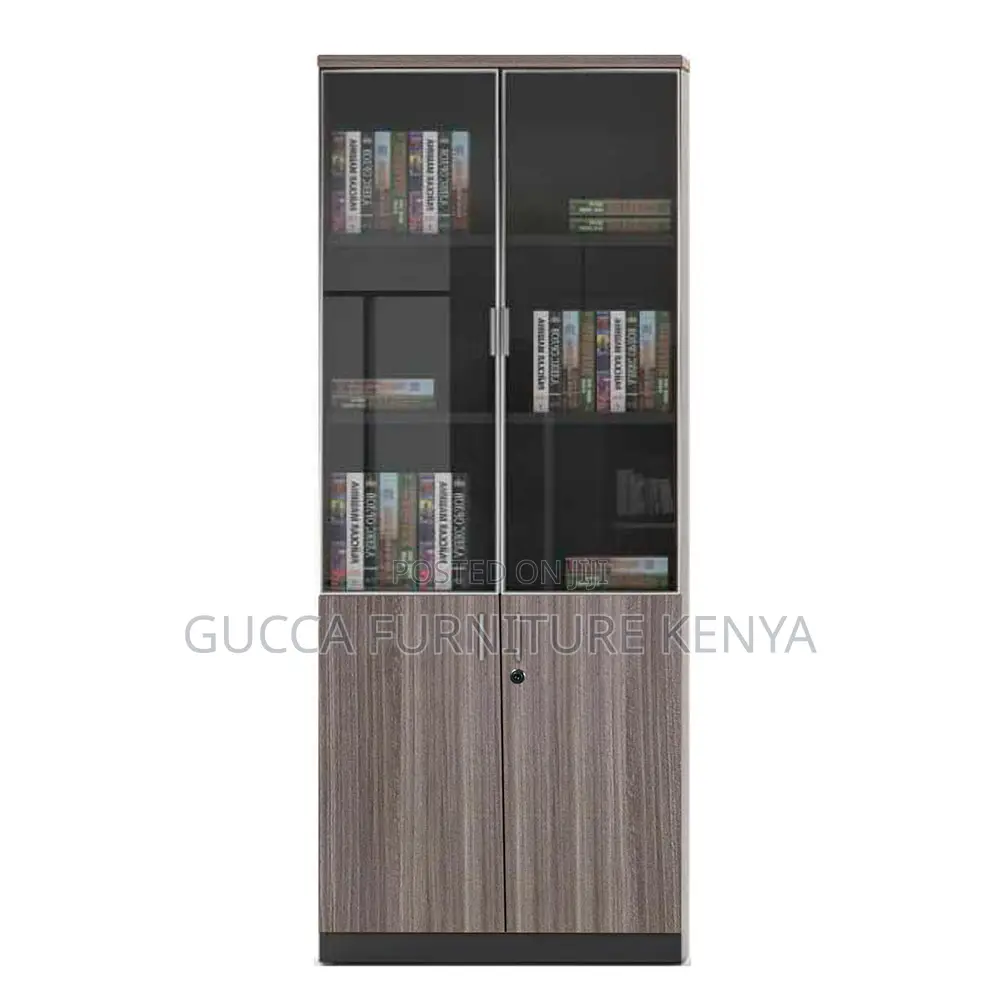 Office 2-Door Wooden Shelf Display Cabinet