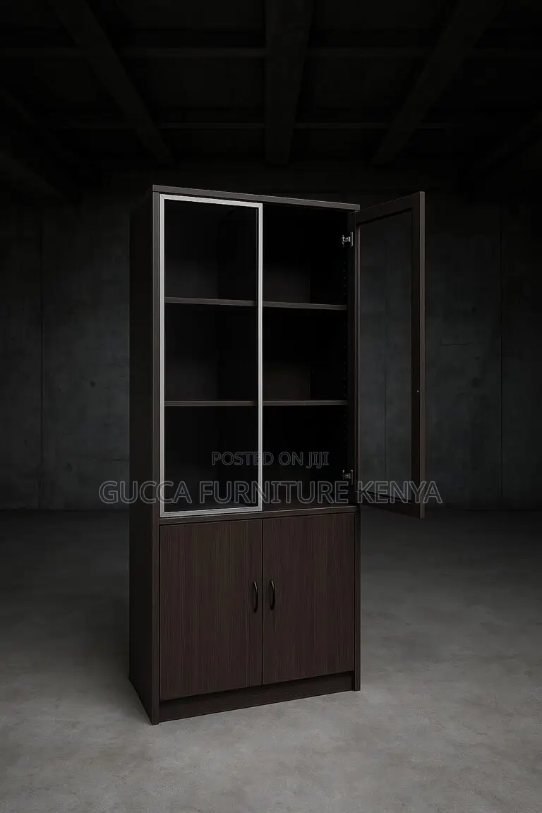 Office 2-Door Wooden Shelf Display Cabinet