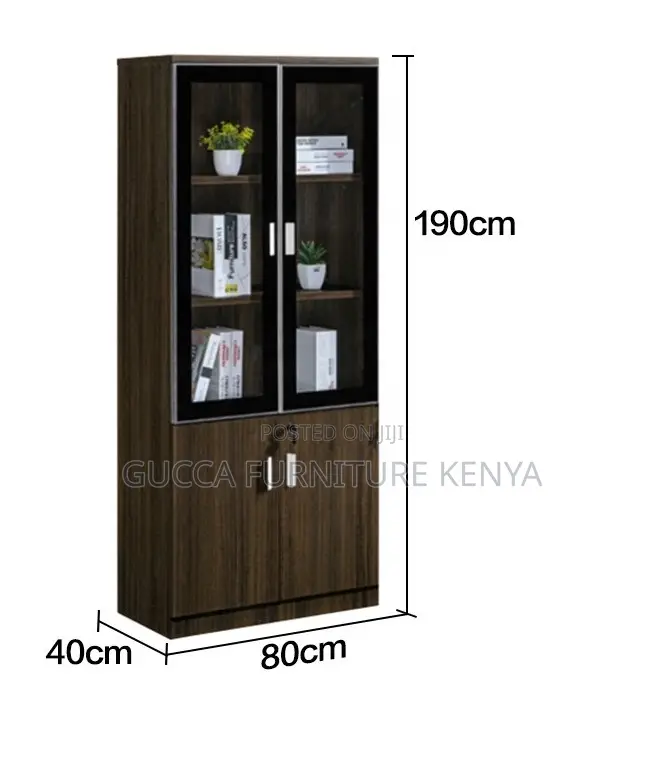 Office 2-Door Wooden Shelf Display Cabinet