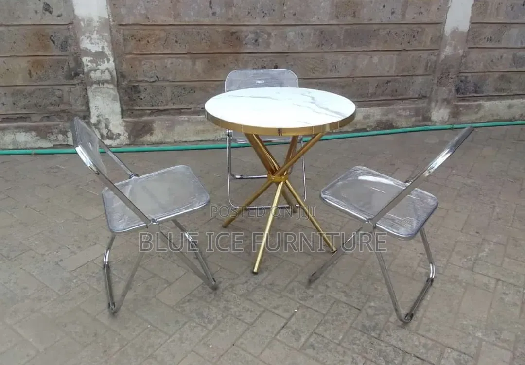 Transparent Foldable Chair With Round Table