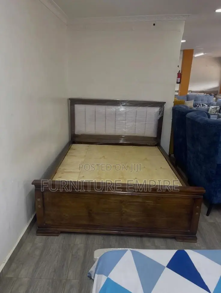 Classic Wooden Bed Frame With Padded Headboard
